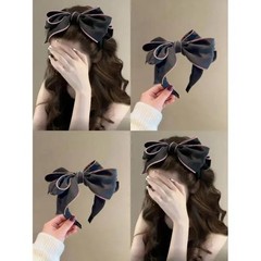 Multi Layered Big Bow Knot Headbands for Women Daily Party Headpiece Solid Crepe