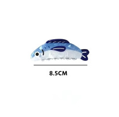 1pc Blue Sardine Hair Clip Shark Ponytail Holder 8.5cm Claw – Hair Ornament Clip