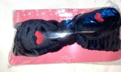 Headband For Spa with Hearts BLACK Red Hearts New