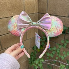 Japan Tokyo Disney 40th Anniversary pink iridescent Minnie Ears Headband TDR new