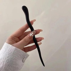 Wooden Chinese Style Flower Tassel Hair Stick with Pearl Pendant Hairpin