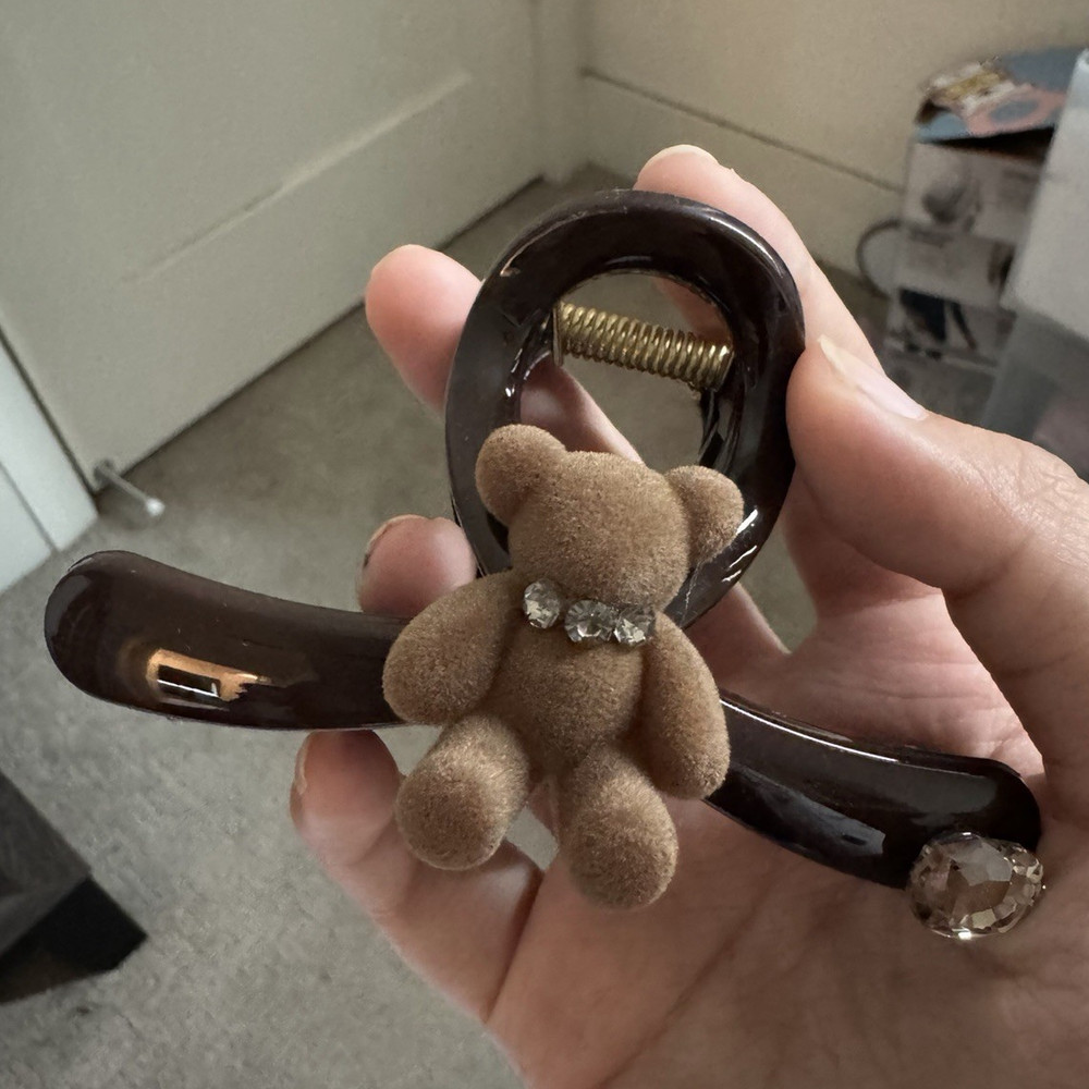 Brown Teddy Bear Hair Claw Clip 🤎