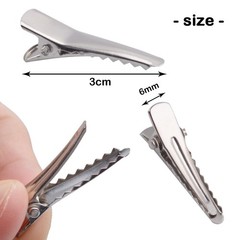 30MM Small Alligator Hair Clips, 100 Pieces Silver Metal Alligator Hair Pins Tee