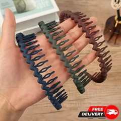 3Pcs Wave Headbands Navy Green Brown Non-Slip Hair Accessories