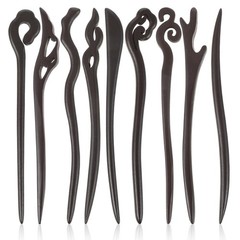 9PCS Wooden Hair Sticks for Women, Vintage Chinese 1 Count (Pack of 9), Brown