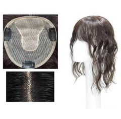 5″x5″ Cap 100%Human Hair Water Wave Wavy Hair Topper with Fringe Clip in 12″~14″