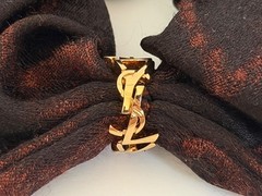 NWT Saint Laurent YSL Cassandre Logo Leopard Silk Cashmere Scrunchie Hair Tie