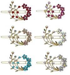 Set of 6 Small SnapClip Barrettes Sparkly Stones Thin Hair Women Girls-2108-6d6