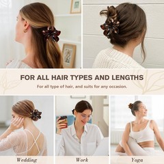 6 PCS Flower Hair Clips for 1 Count (Pack of 6), 6 PCS, Large, Tortoise