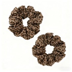 Scrunchie Elastic Satin Silk Hair Accessories 1 Count (Pack of 2) Leopard