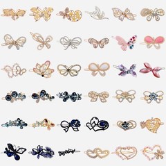 USA FLOWER Hair Clip Hairpin Rhinestone Crystal Elegant Unique Gold Brown 34