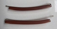 Pair (2) Vintage Caramel Brown Lucite Hair Barrettes Bobby Pins Hair Accessory