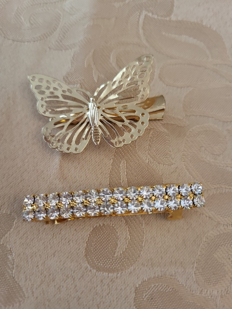 Beautiful Rhinestone Barrette And Butterfly Clip For Hair, Wedding, Prom, Formal