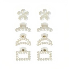 8 Pcs French Mini Pearl Hair Clips for Women Girls Resin Cute Claw White Pearl