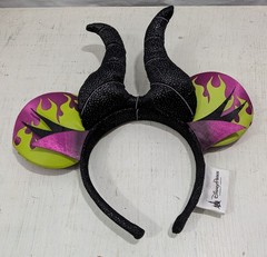 Disney Parks Maleficent Minnie Mouse Ear Headband Black Glitter Horns Rare