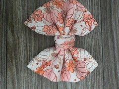 Hair Bow Pink Orange Pumpkin Floral Print on clip