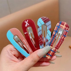 Vintage Plaid Hair Clips Set Teardrop Shape BB Clip Fashion Barrettes Lightweigh