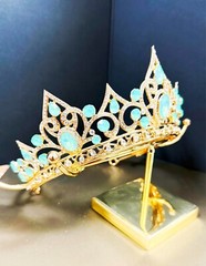 Gold Tiara and Crown for Women Crystal Queen Crown Green Gemstone Princess Tiara