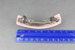 Coral Brwn barrette floral flowers rectangle plastic curved hair clip 3.25″ long