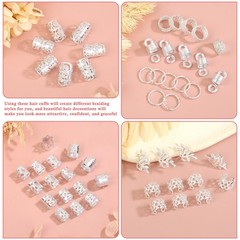 Lucomb 220 Pcs Silver Hair Jewelry for Braids, 1 Count (Pack of 220),
