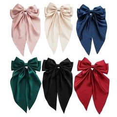Solid Color Satin Ribbon Big Bows Hairpin Spring Clips Hair Accessories for