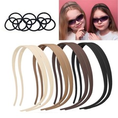 8X Flex Plastic Comfortable Hairbands +20Pcs Black Hair Ties Set for Women Girl