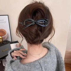 Elegant Leather Bow Twist Hairpin For Women Girls Sweet Hair Ornament