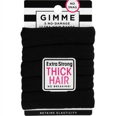 (3 pack) Gimme Ponytail Holder Hair Tie for Thick Hair, Black, 5 Ct