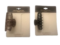 Lot Of 2 French Atelier Hair Claw Clips Made In France Classics NIB Tortoise Bla