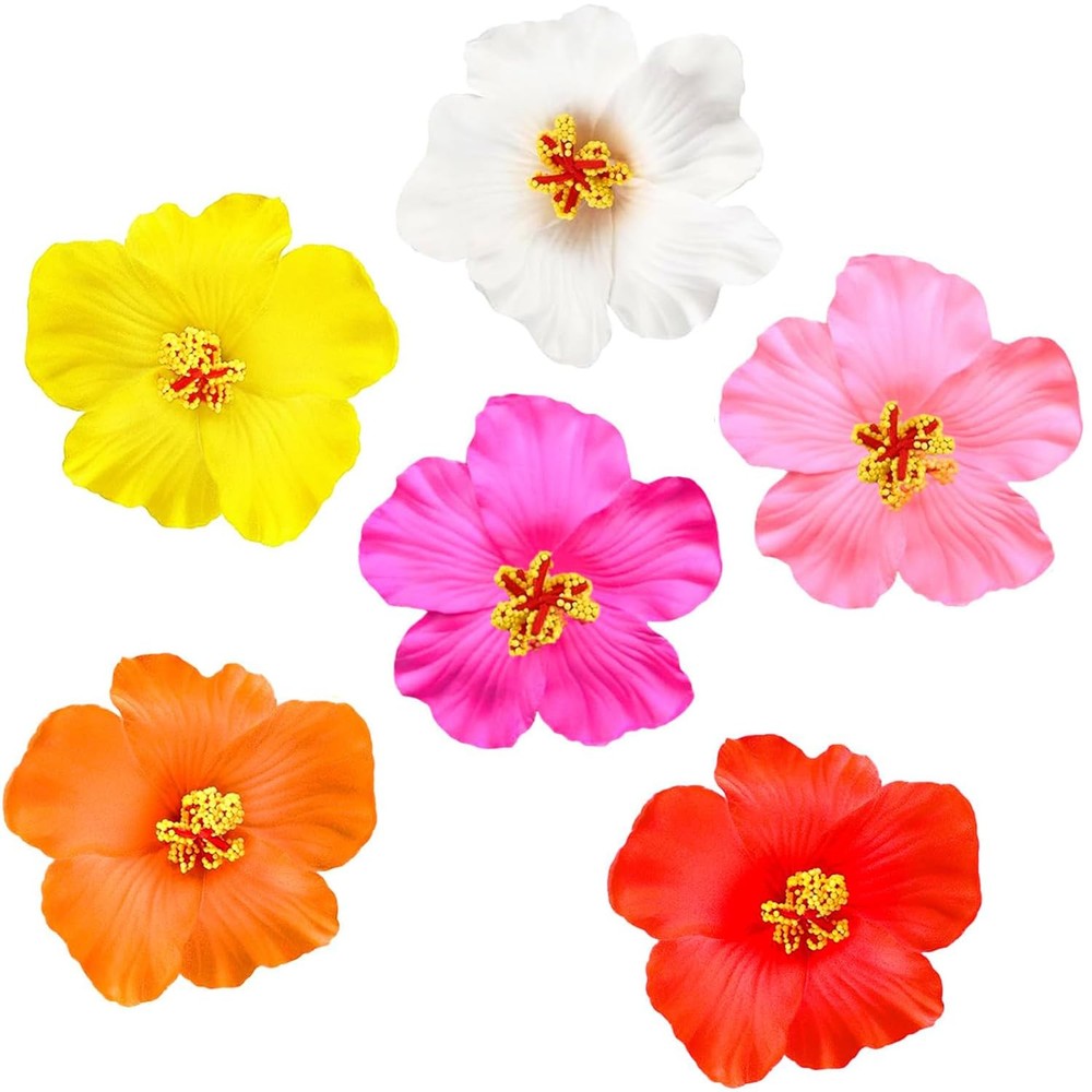 6Pcs Hawaiian Flower Hair Clips for Women, 1 Count (Pack of 6), Colorful