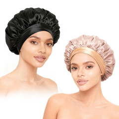 2Pcs Satin Hair Bonnets,Silk Bonnet for Sleeping, Soft Elastic Band Silk Sleep C