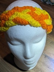 Handmade Crochet Headband, Yellow And Orange Braid, 100% Acrylic, Adult