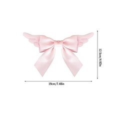 2 Pack Hair Bows with Angel Wings – Large 1 Count (Pack of 2), pink and white