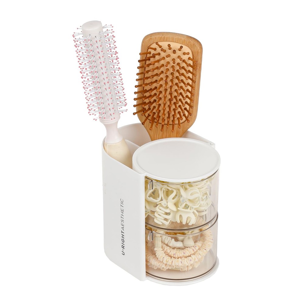FABROK 2-Layer Clear Hair Accessories Organizer with 2-Layer, White