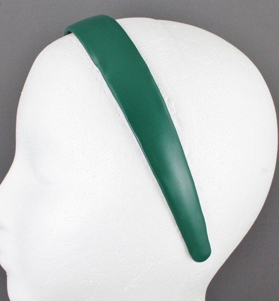 Green faux leather headband textured 1″ wide hair band accessory classic basic