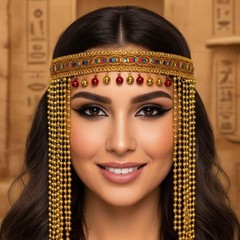 Egyptian Gold Headpiece Beaded Tassel Headband Elastic Sequin Hair Accessory
