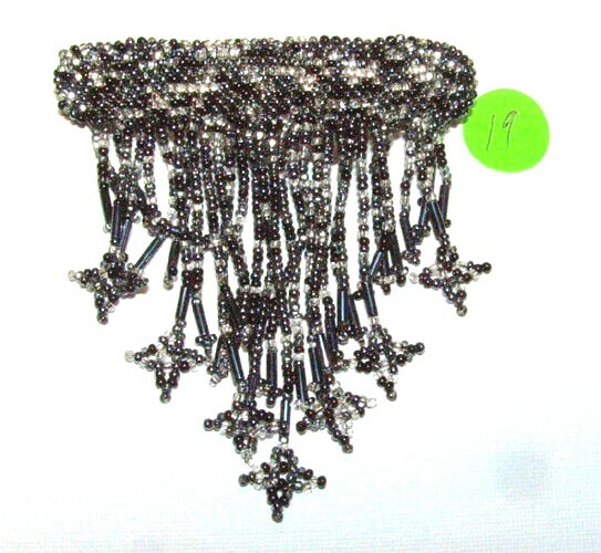 3.5″ Handmade Beaded Barrette w 3″ trailing Star Fringe French Clip Closure #19