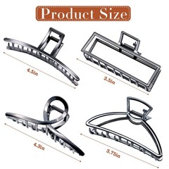 AIBEE Large Metal Hair Claw Clips, 2023 Stylish 1 Count (Pack of 4), Metallic