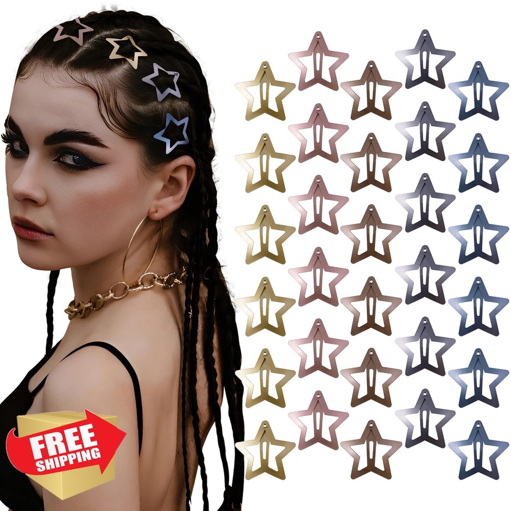 Cptots 1.25 In Star Hair Clips Blue Red Gold Y2K