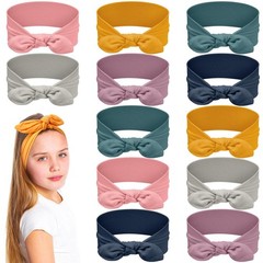 12 Pack Polyester Cloth Headbands Removable Colorful Rabbit Ear Bow Bands