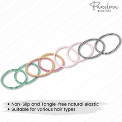 Parcelona Thin Stripes Ponytail Holder Stretchy Elastic Hair Ties for Women