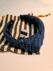 Lele Sadoughi Rainbow Denim Signature Knotted Headband New with Tags os