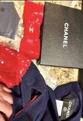 NEW Chanel 2008 Sequin Red Vintage Hair Bow Barrette Clip Dress Pin 34 36 38 40