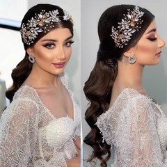 Gold Bridal Headpieces For Wedding Hair Accessories Rhinestone Headband Tiara