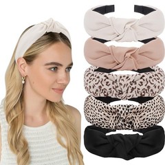 AHONEY 5 Pack Knotted Headbands for Women Trendy 1 Count (Pack of 5), Neutral