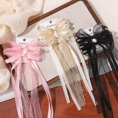 2Pcs Lace Satin Ribbon Bow Clip Women’s Double Ponytail Braid Sweet Hair Clip