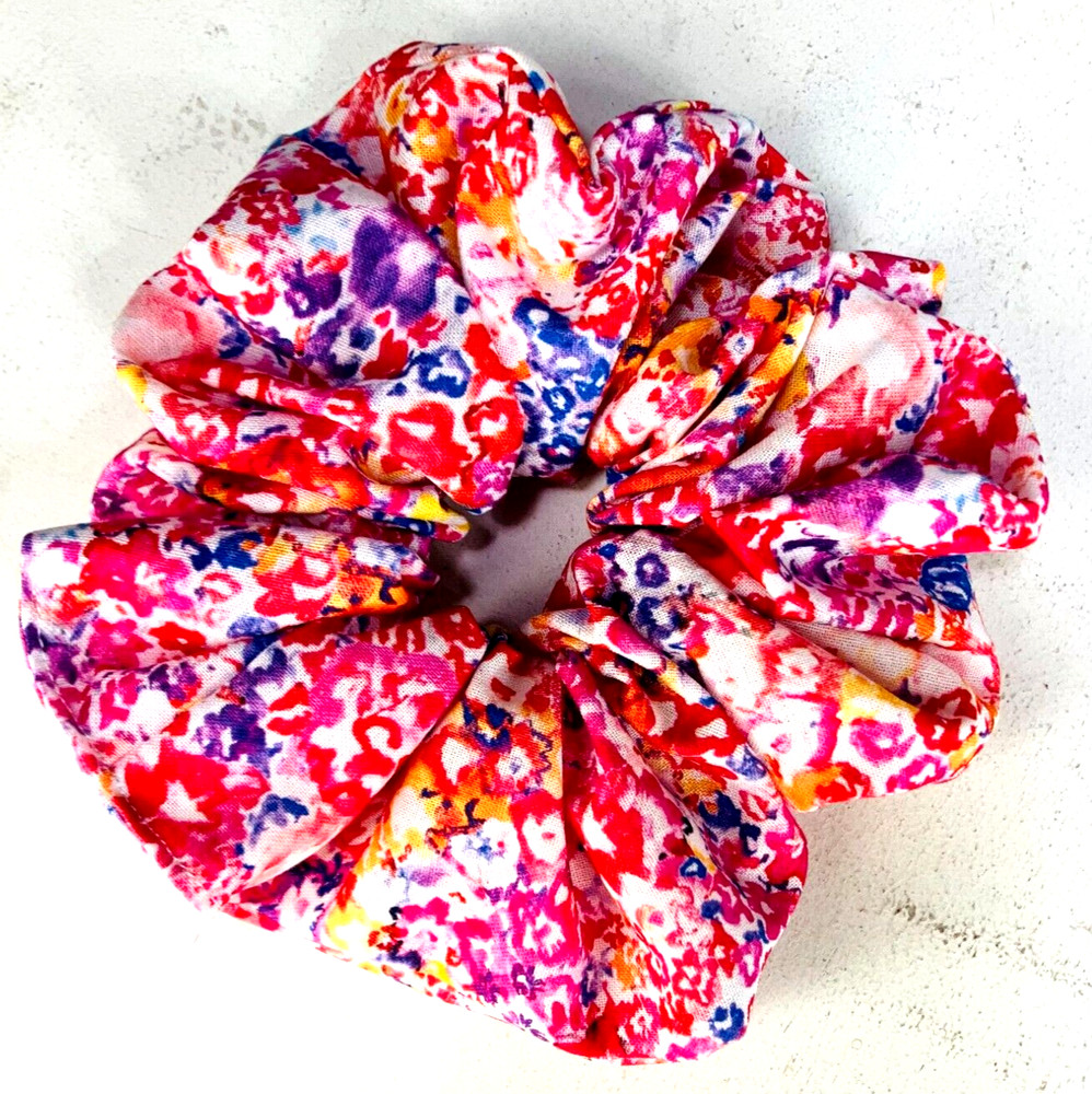 Handmade Women’s Scrunchies size XL Multicolor Cotton Fabric Floral Print New