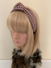 Houndstooth wool top knot ladies headband rockabilly pin up retro vintage womens