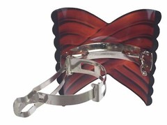 Parcelona French Interwined Brown Shell Celluloid Pony Hair Clip Barrette