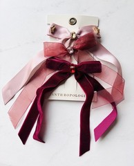 NWT Anthropologie Gemstone Bow Hair Clips Set of 3 Pink